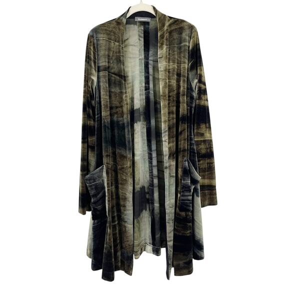 Alembika Velvet Open Front Pocketed Cardigan Jacket Size 3 US Large - Picture 1 of 7